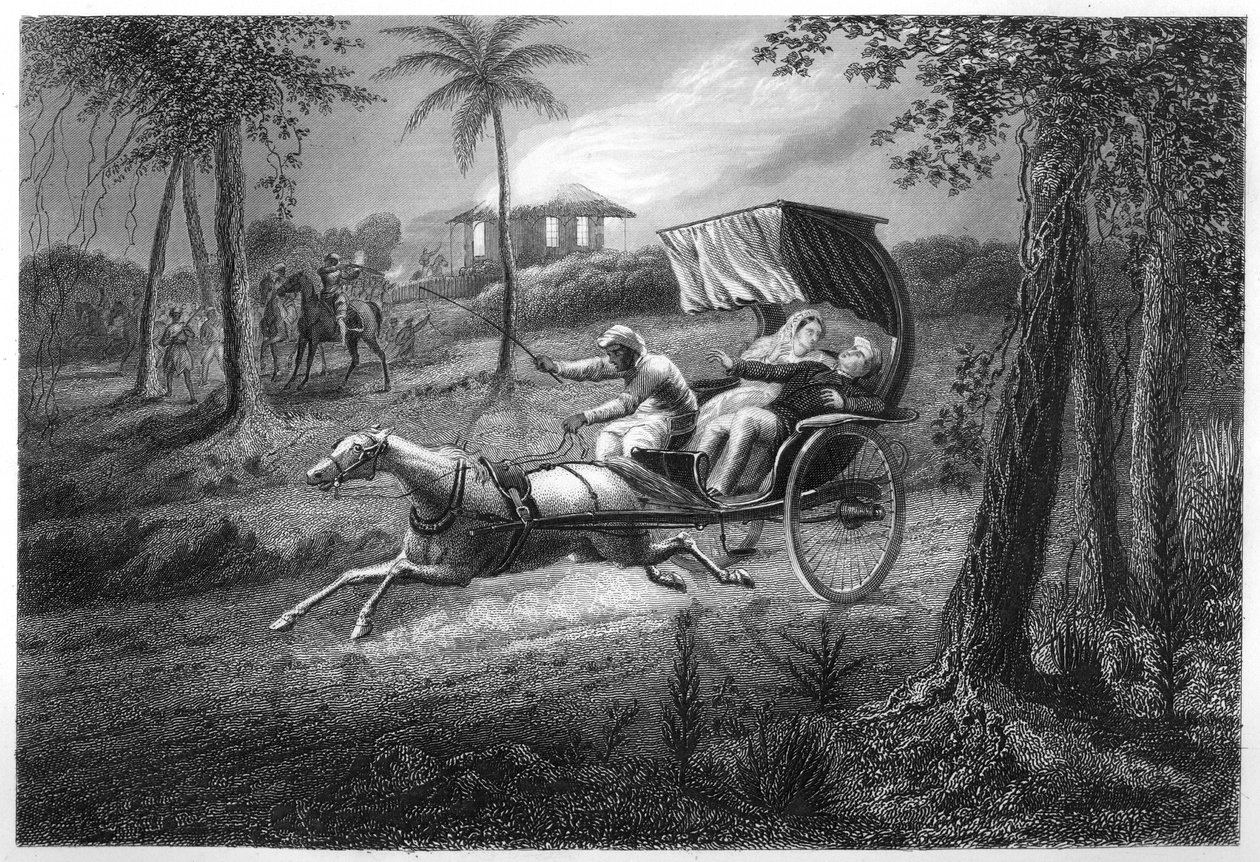 Dr. Graham skudt i sin buggy af Sealkote Mutineers, 1857, c1860 af Unbekannt