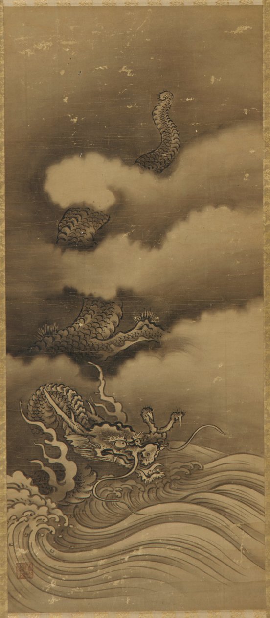 Drage og bølger, Edo-perioden, 1615-1868. af Unbekannt