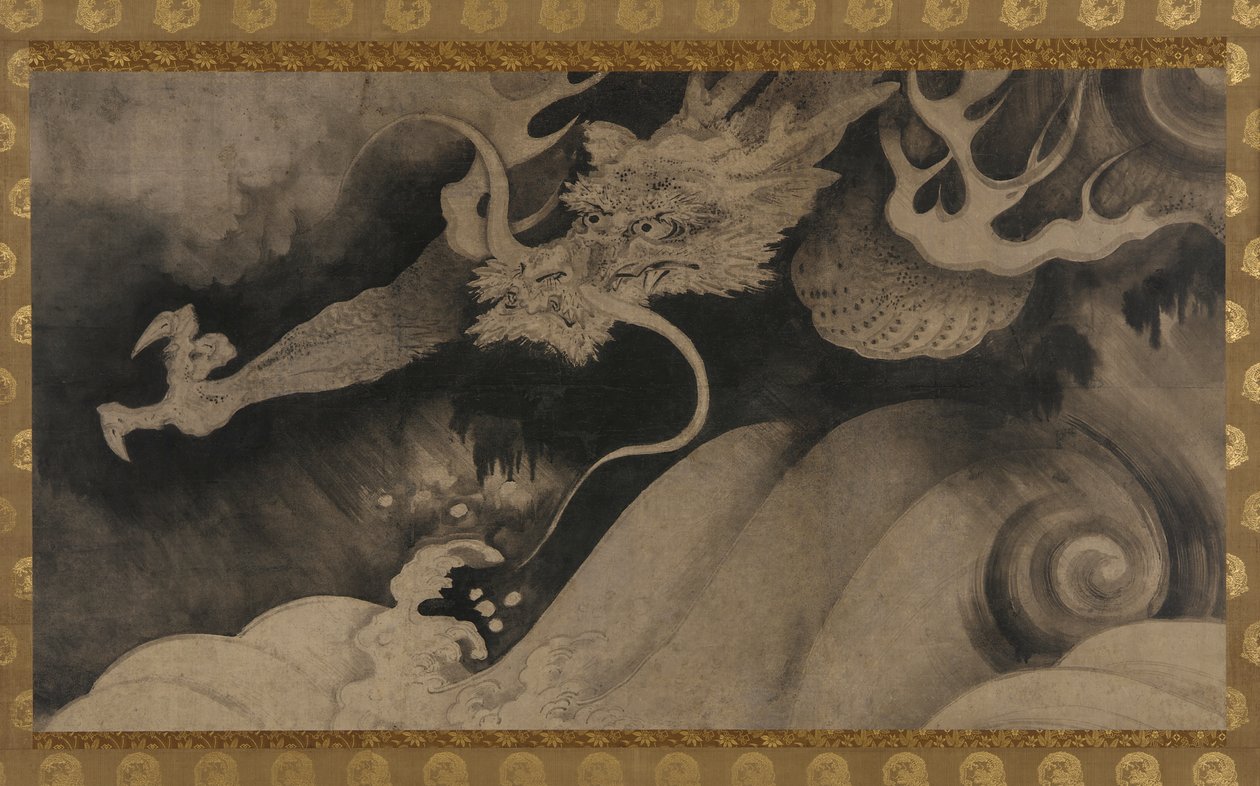Drage, bølger og skyer, Momoyama-perioden, 1568-1615. af Unbekannt