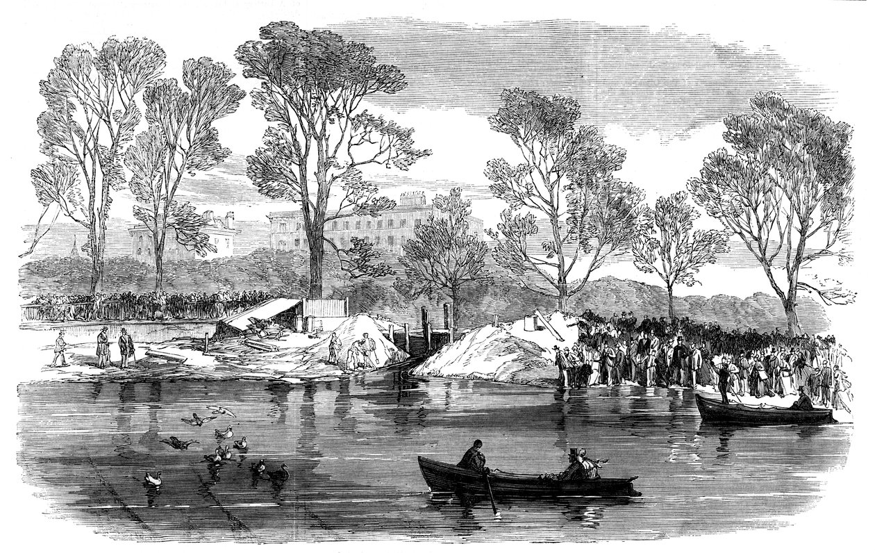 Dræning af Serpentine River, Hyde Park, London, 1869 af Unbekannt