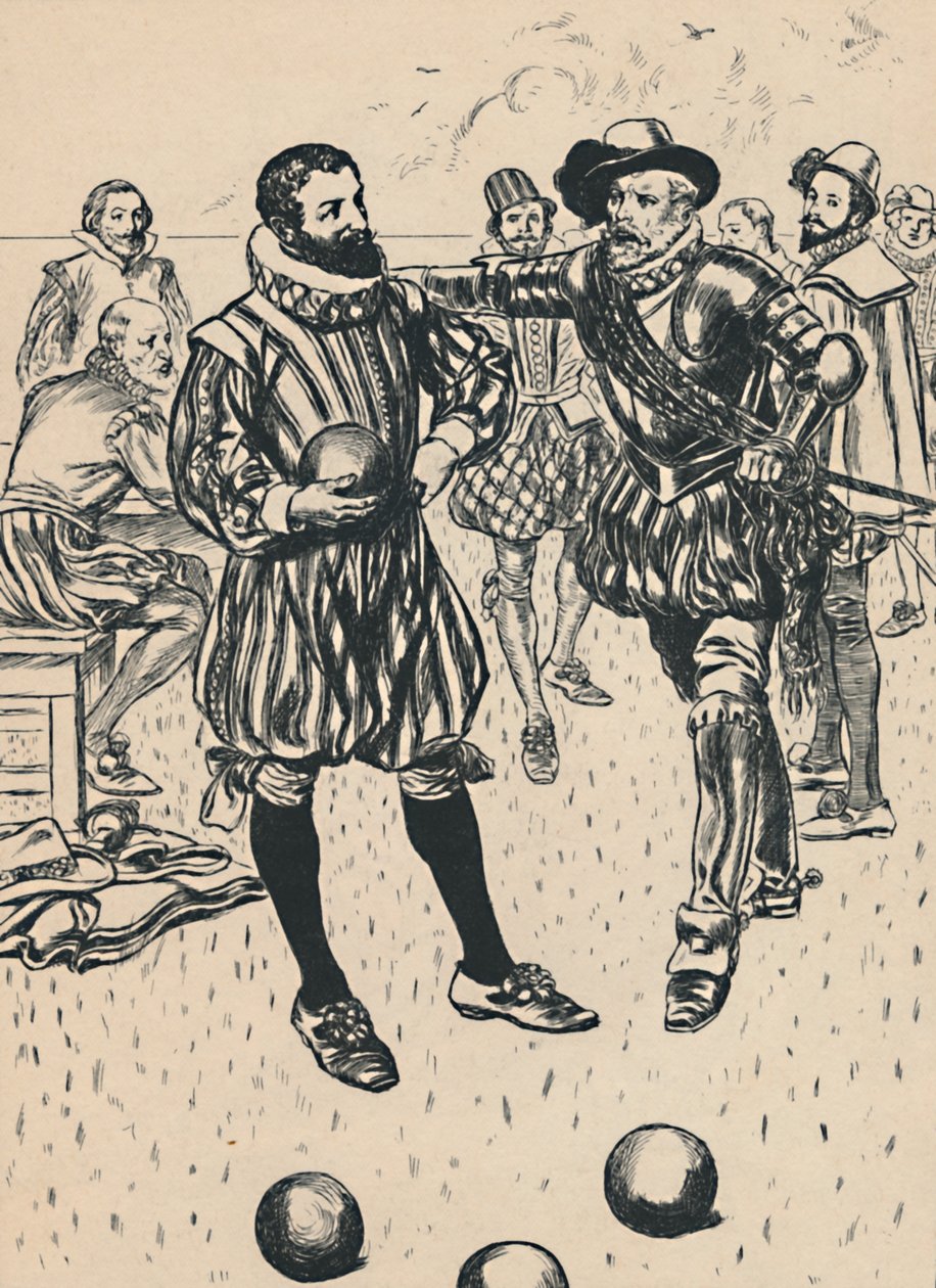 Drake får at vide, at Armadaen nærmer sig, c1907 af Unbekannt