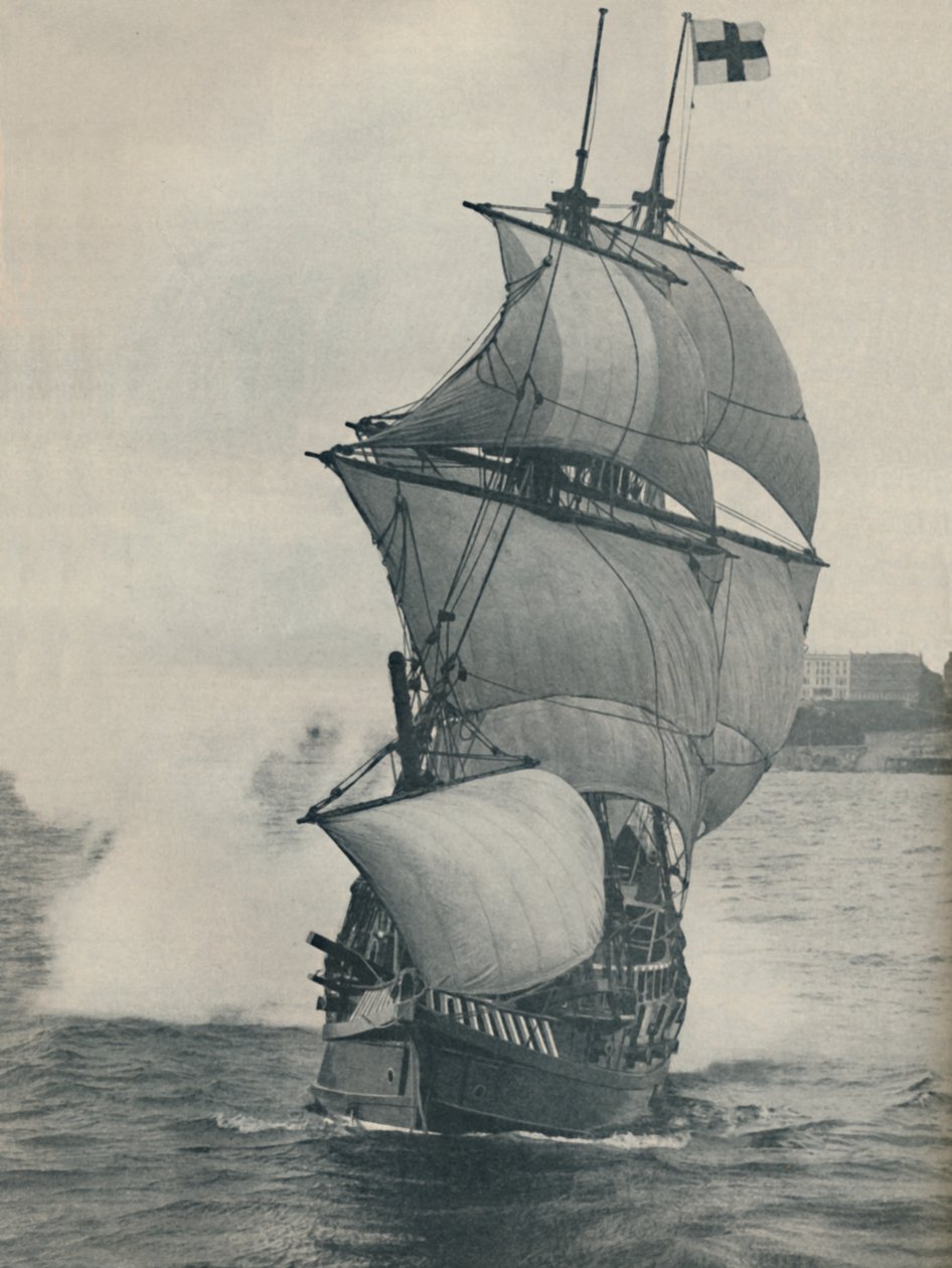 Drakes flagskib på sin rejse rundt i verden, replika, 1937 af Unbekannt