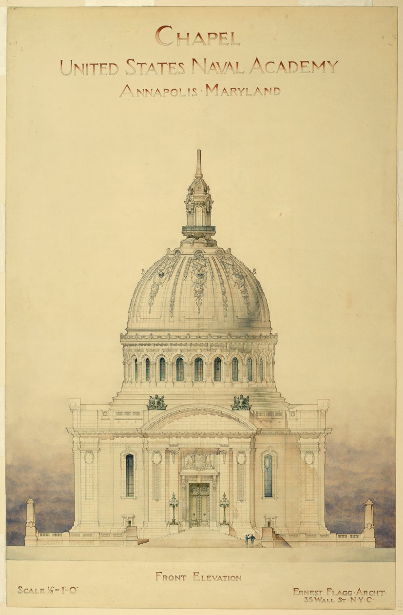 Tegning, kapel, U.S. Naval Academy af Unbekannt