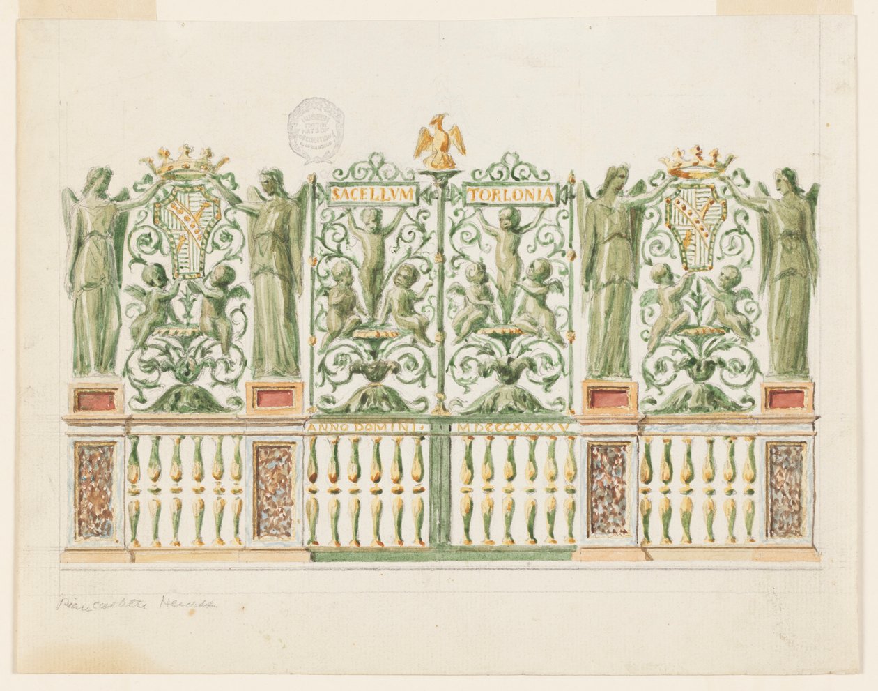 Tegning, Projekt til kapelport, 1845 af Unbekannt