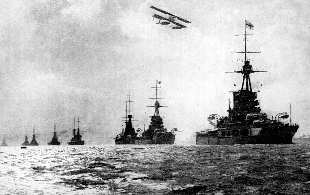 Dreadnoughts og hydroplan, British Grand Fleet, Nordsøen, Første Verdenskrig, 1914 af Unbekannt