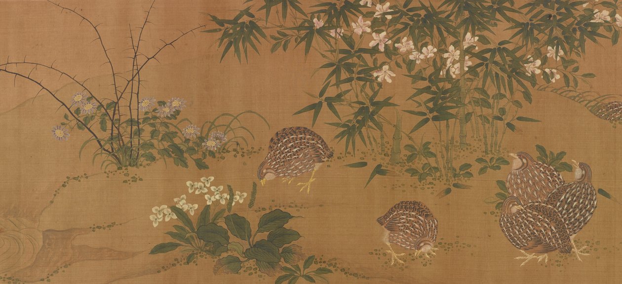 Ænder, blomster og vagtler, Ming-dynastiet, 1368-1644. af Unbekannt