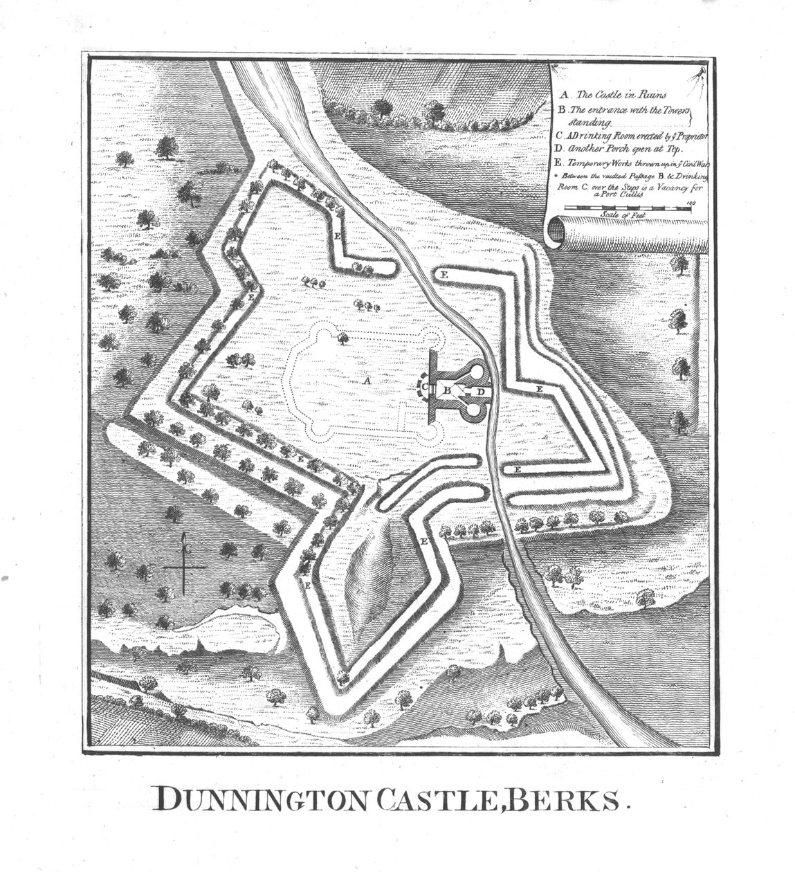 Dunnington Castle, Berks., slutningen af det 18. århundrede af Unbekannt