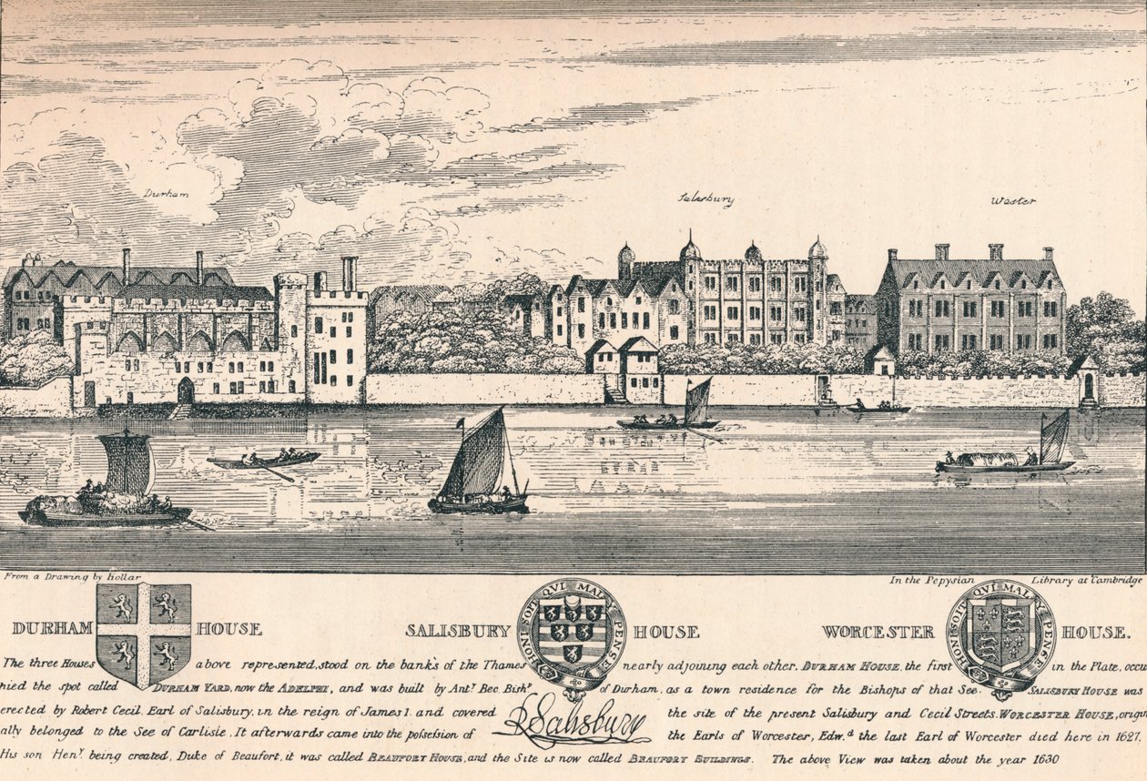 Durham House, Salisbury House og Worcester House, London, c1808 1903 af Unbekannt