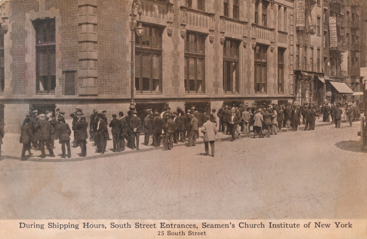Under forsendelsestiden, South Street Entrances, Seamens Church Institute of New York, c1888. af Unbekannt