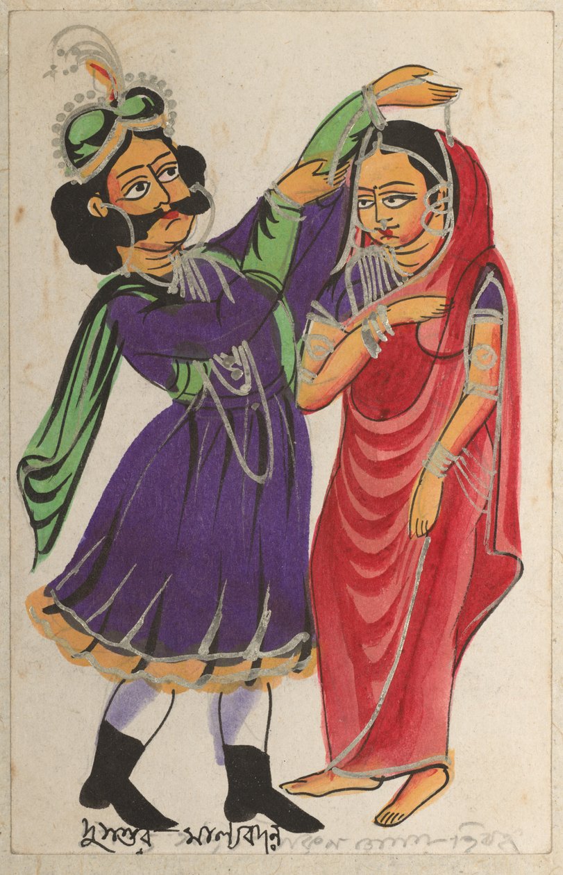 Dusmanta Garlanding Shakumtala, 1800-tallet. af Unbekannt