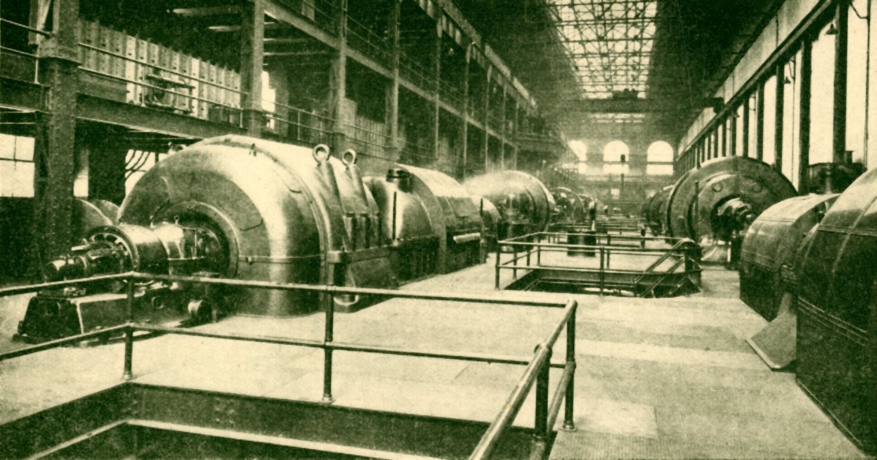 Dynamoer ved Great Underground Generating Station ved Lots Road, Chelsea, 1930. af Unbekannt