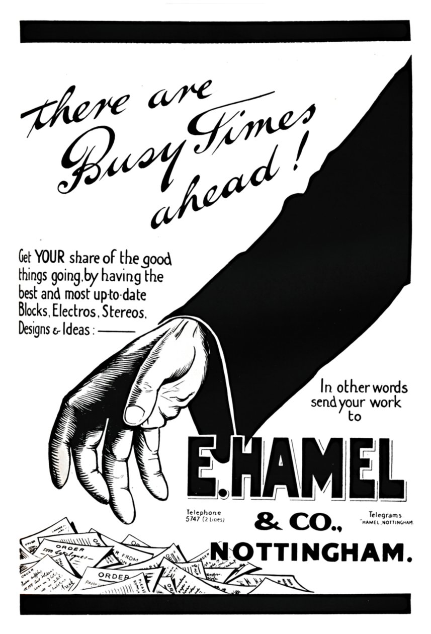 E. Hamel & Co.-annonce - Der er travle tider forude!, 1919 af Unbekannt