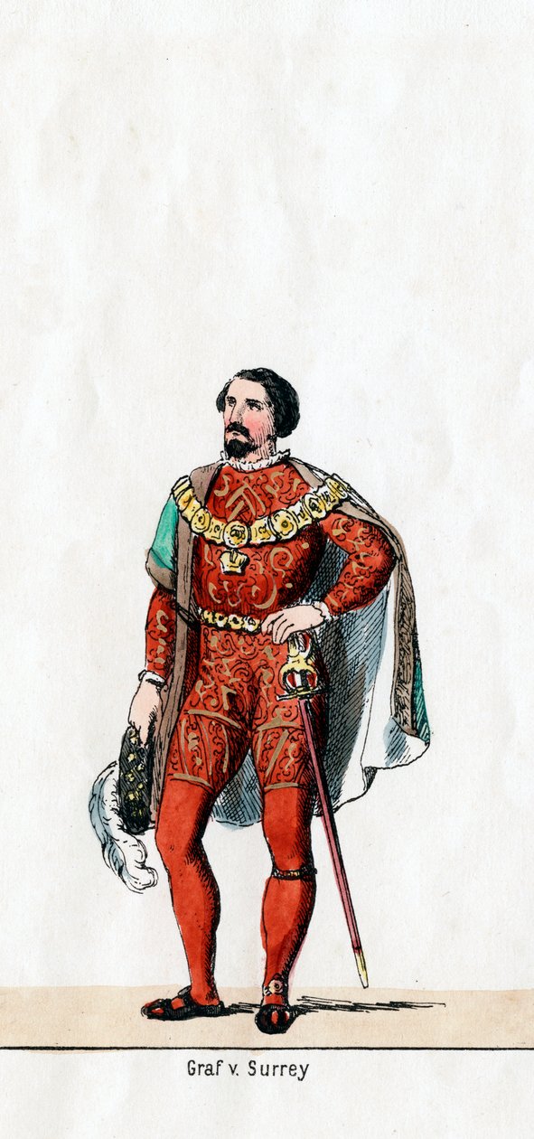 Earl of Surrey, kostumedesign til Shakespeares skuespil, Henry VIII, 1800-tallet af Unbekannt