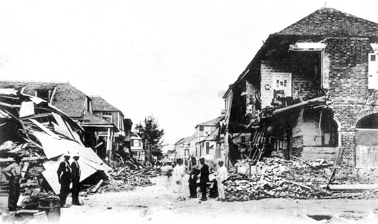 Jordskælvsskade, Duke Street, Kingston, Jamaica, 1907 af Unbekannt