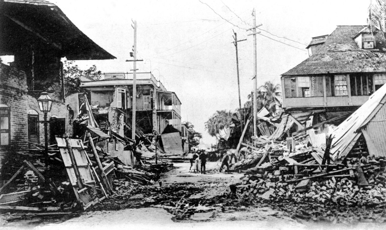 Jordskælvsskader, King Street og Harbour Street, Kingston, Jamaica, 1907 af Unbekannt