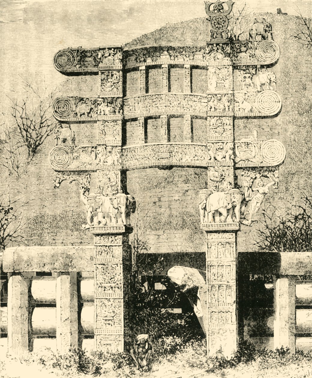 East Port of the Great Stupa of Sanchi, 1890. af Unbekannt
