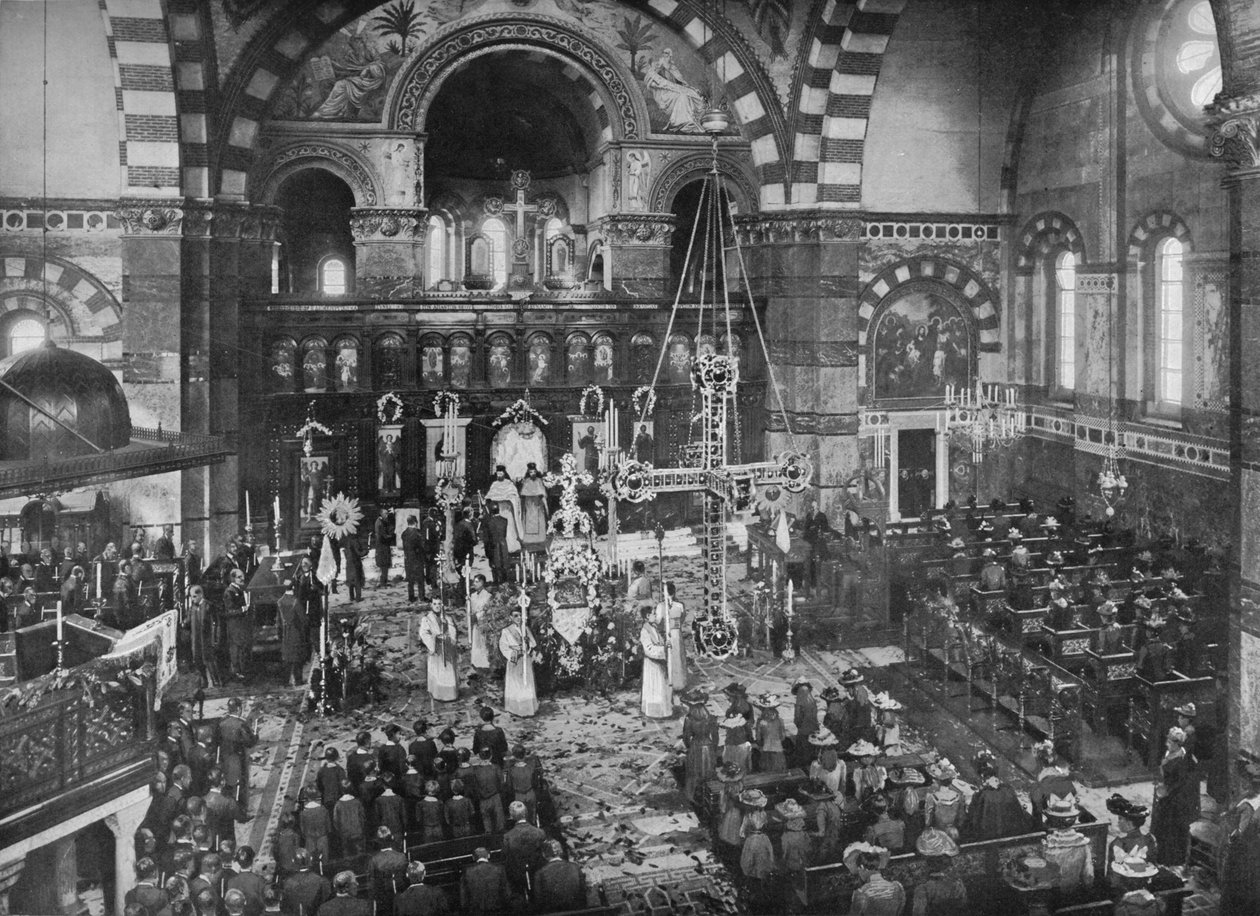 Påskesøndagsgudstjeneste i den græske kirke, Bayswater, London, c1903 1903 af Unbekannt