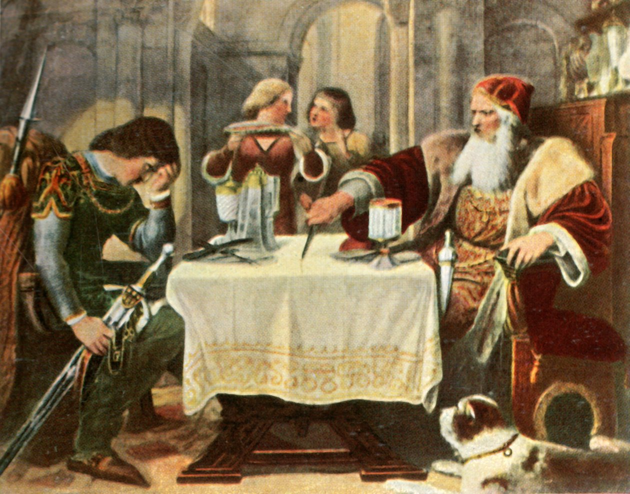 Eberhard skærer halve dugen i mellem sig selv og sin søn Ulrich, 1377, 1936. af Unbekannt
