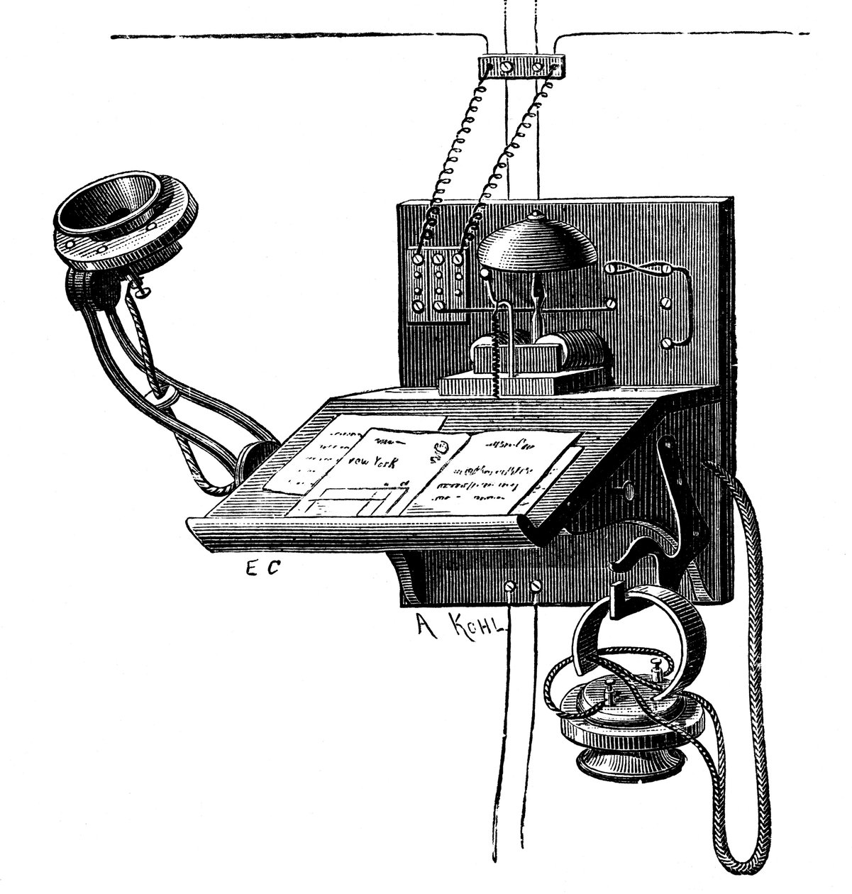 Edison-sender og en ponykronemodtager, New York, c1891 af Unbekannt