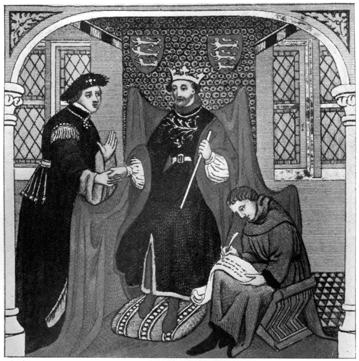 Edward III og jarlen af Flandern, 1300-tallet, 1910 af Unbekannt