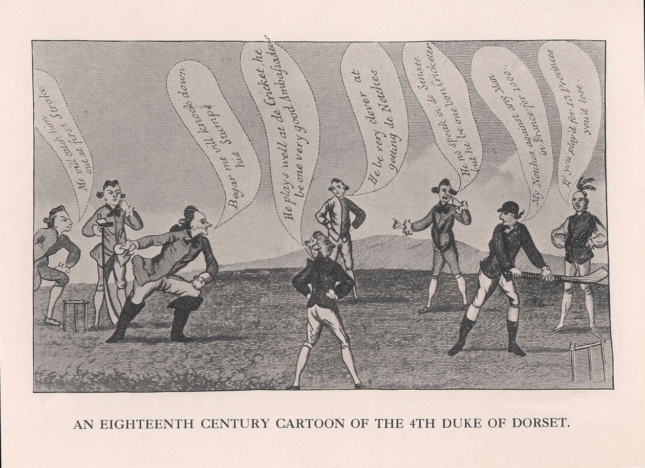 Edward Sackville 1591-1652, 4. hertug af Dorset, spillede cricket, 1700-tallet 1912 af Unbekannt