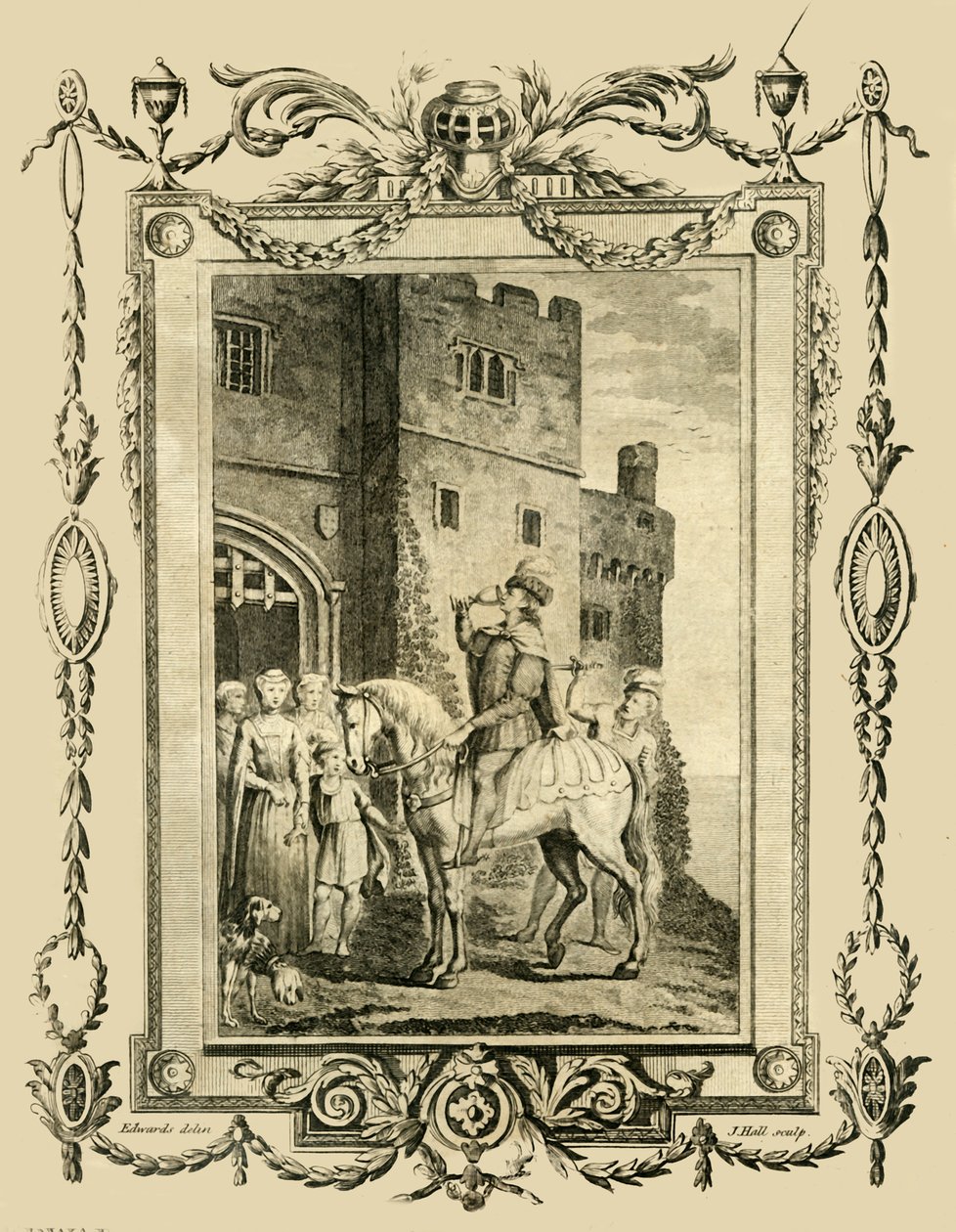Edward Martyren stukket efter ordre fra sin stedmor, Elfrida, på Corfe Castle, 978, 1783. af Unbekannt