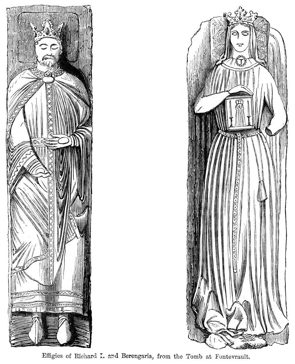 Billeder af Richard I og Berengaria, fra graven ved Fontevrault Abbet, Frankrig af Unbekannt