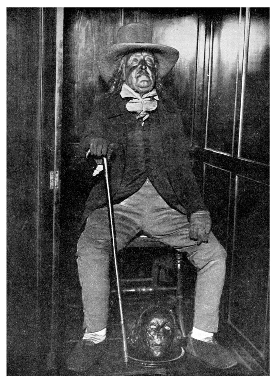 Billede af Jeremy Bentham med hans balsamerede hoved, University College, London, 1956 af Unbekannt