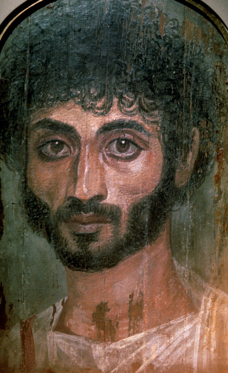 Egyptisk Fayum-portræt af en mand, romersk periode. 2. århundrede e.Kr af Unbekannt