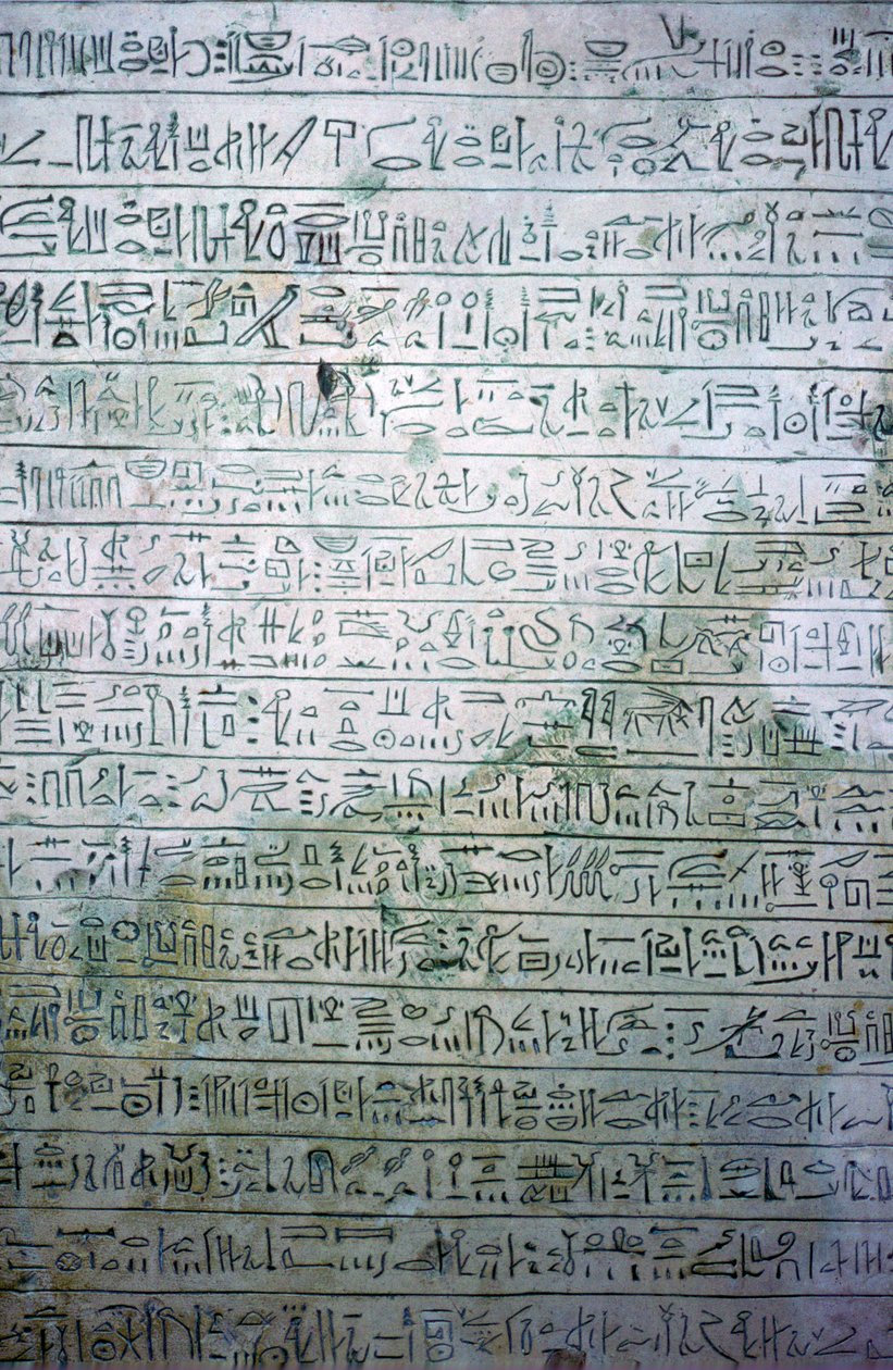 Egyptisk kalkstensstele med hieratisk skrift af Unbekannt