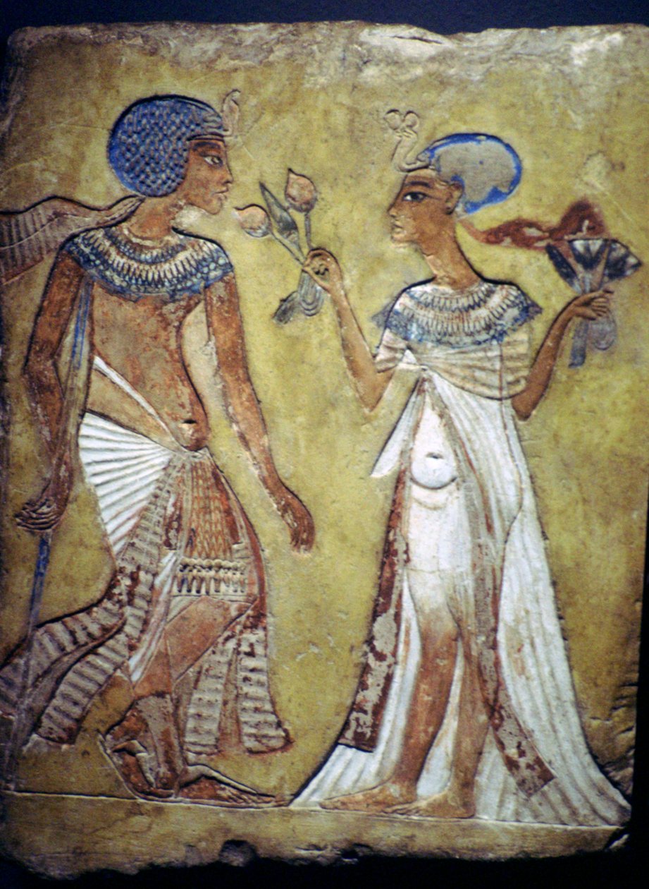 Egyptisk maleri af en ung mand og kvinde af Unbekannt