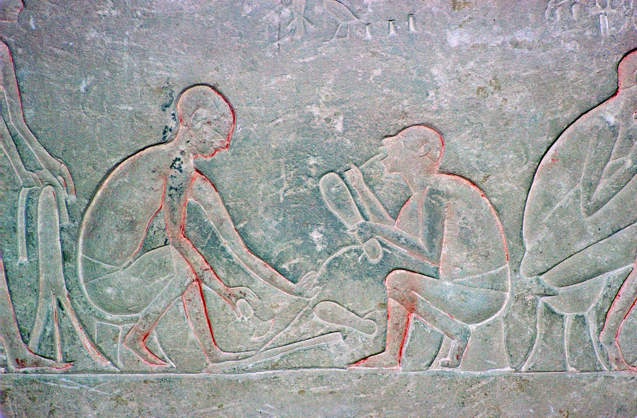 Egyptisk relief, der viser skomagere, 1300-tallet f.Kr af Unbekannt
