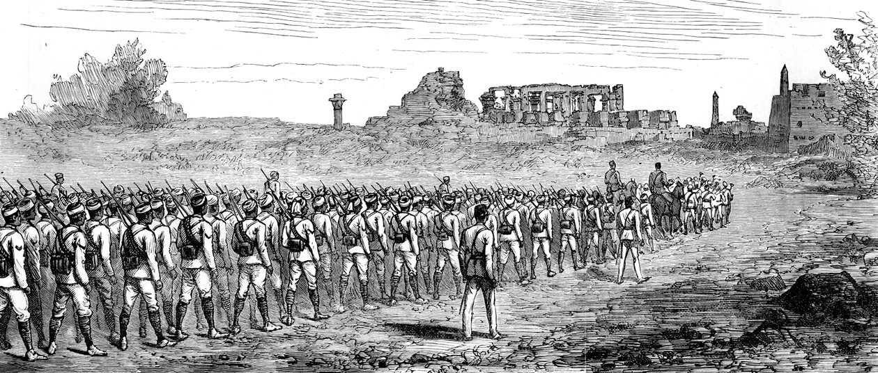 Egyptiske tropper ved Karnak, Egypten 1889 af Unbekannt