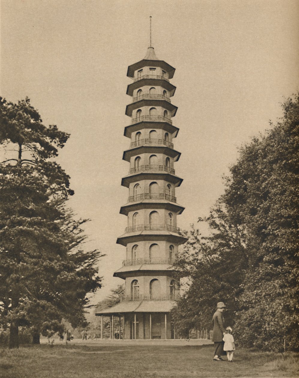 Attende århundredes version af en pagode i Kew Gardens, c1935. af Unbekannt