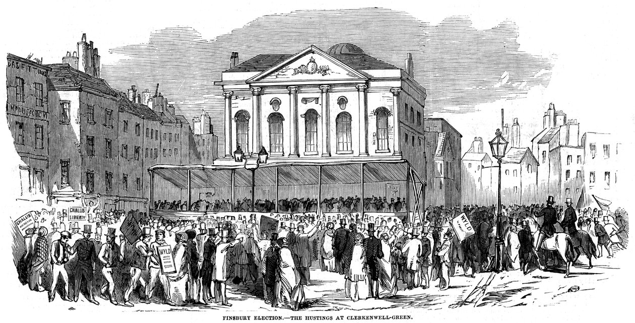 Valgudryddelser i Clerkenwell Green under Finsbury-valget, London, 1852 af Unbekannt