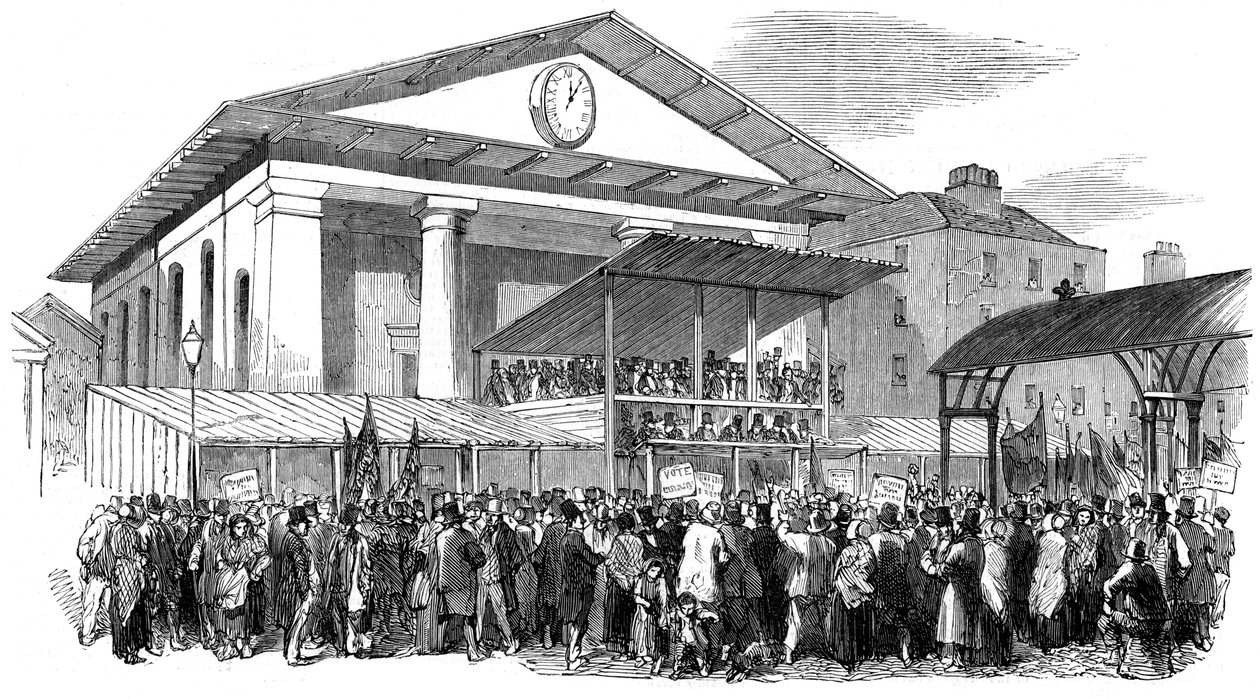 Valgkampe i Covent Garden under valget i Westminster, London, 1852 af Unbekannt