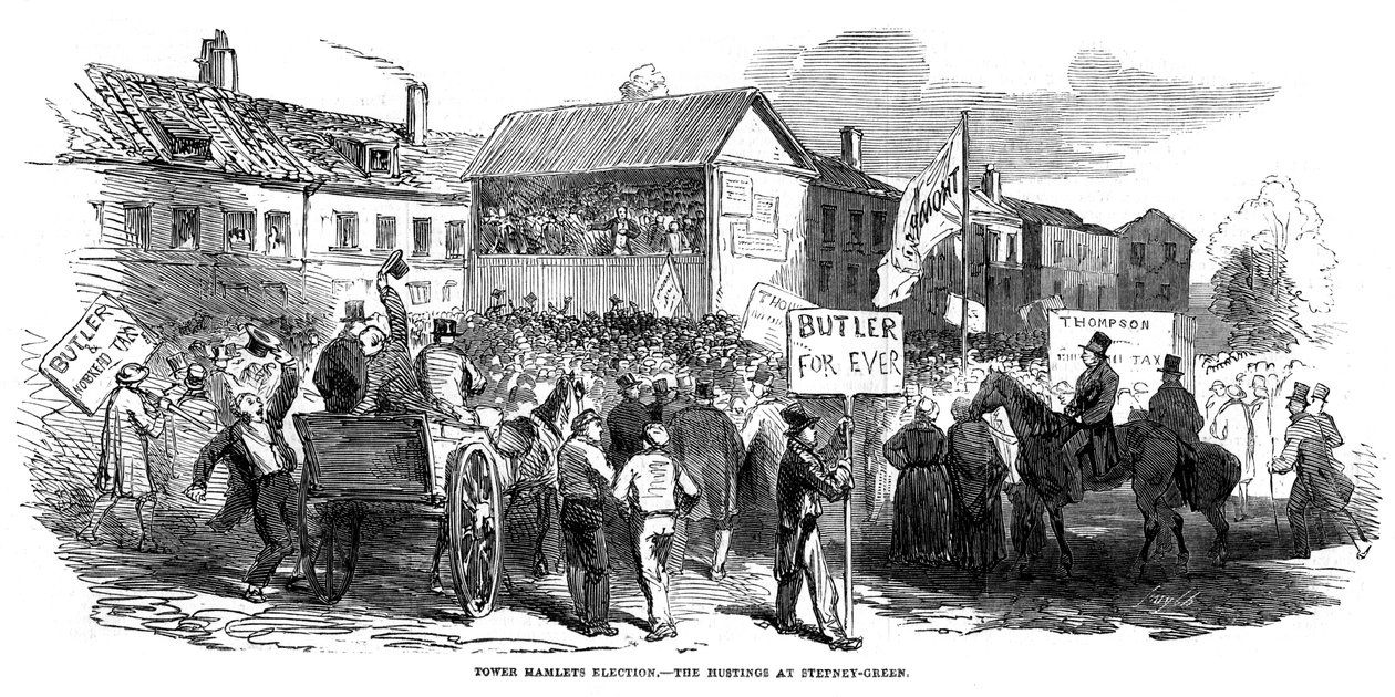 Valgkampe i Stepney Green under Tower Hamlets-valget, London, 1852 af Unbekannt
