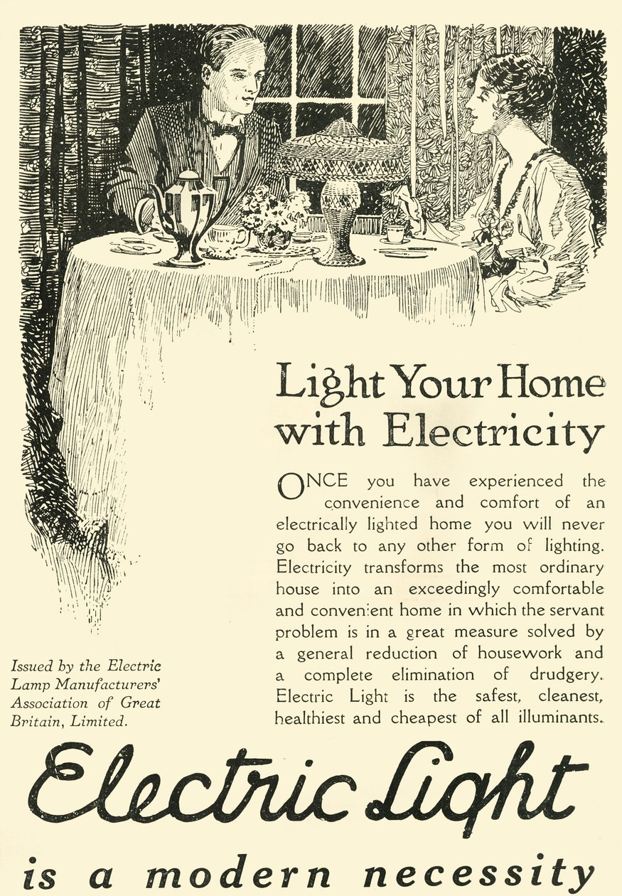 Elektrisk lys er en moderne nødvendighed, 1920. af Unbekannt