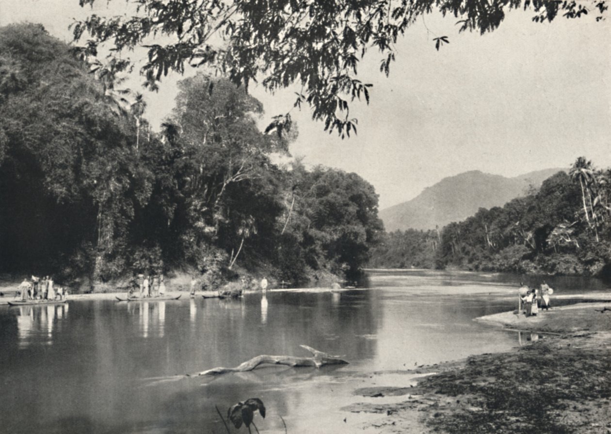 Elefantbadested på Mahavaliganga nær Kandy, 1926 af Unbekannt