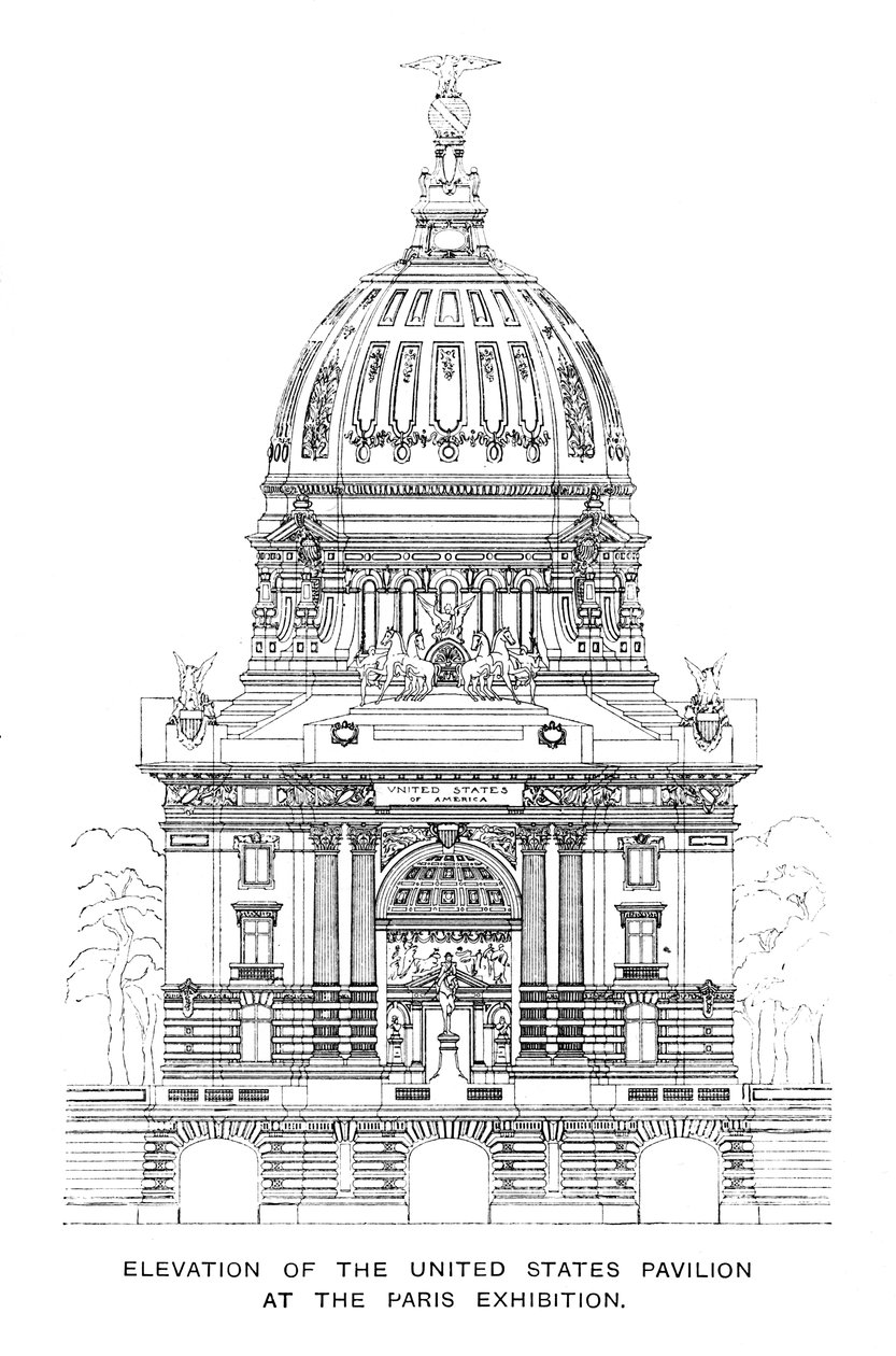 Forhøjning af USA-pavillonen ved Paris-udstillingen, 1900 af Unbekannt