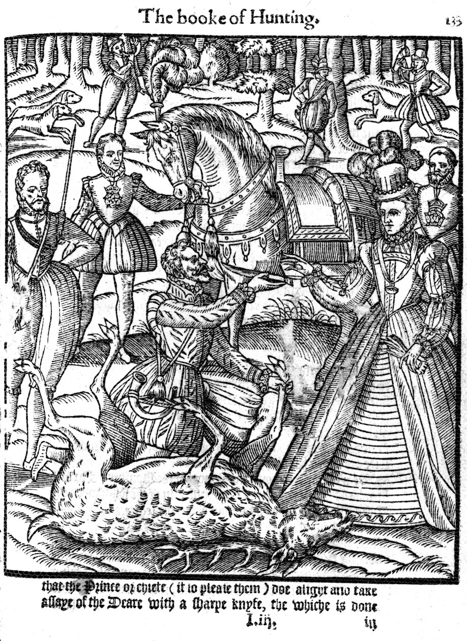Elizabeth I udfører ceremonien for at analysere hjorten, 1576 af Unbekannt