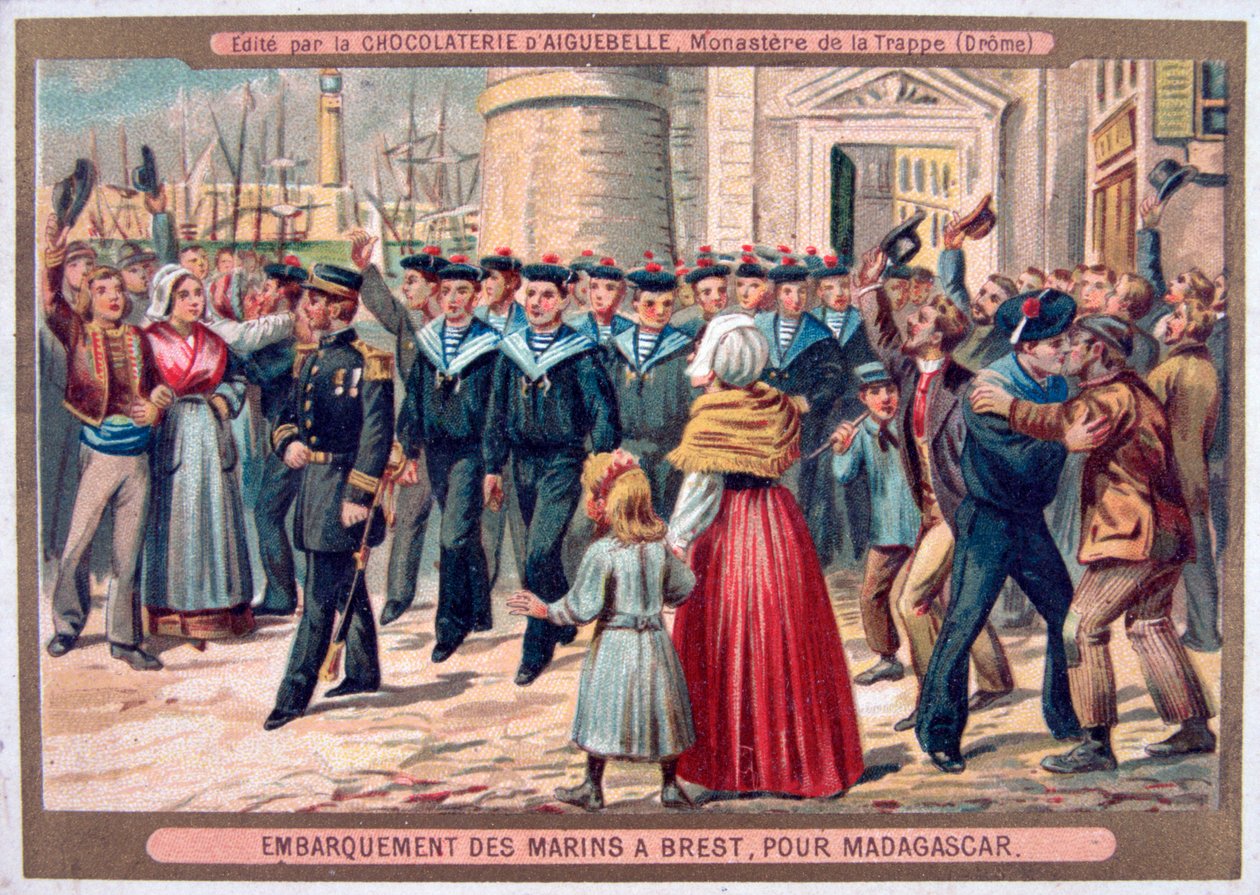 Marinesoldaternes indskibning i Brest til Madagaskar, 1883 af Unbekannt