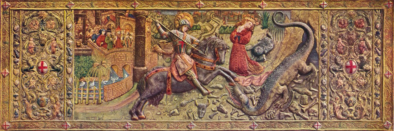 Embroidered front altarpiece of Saint George, from the Palau de la Generalitat, c15th century af Unbekannt