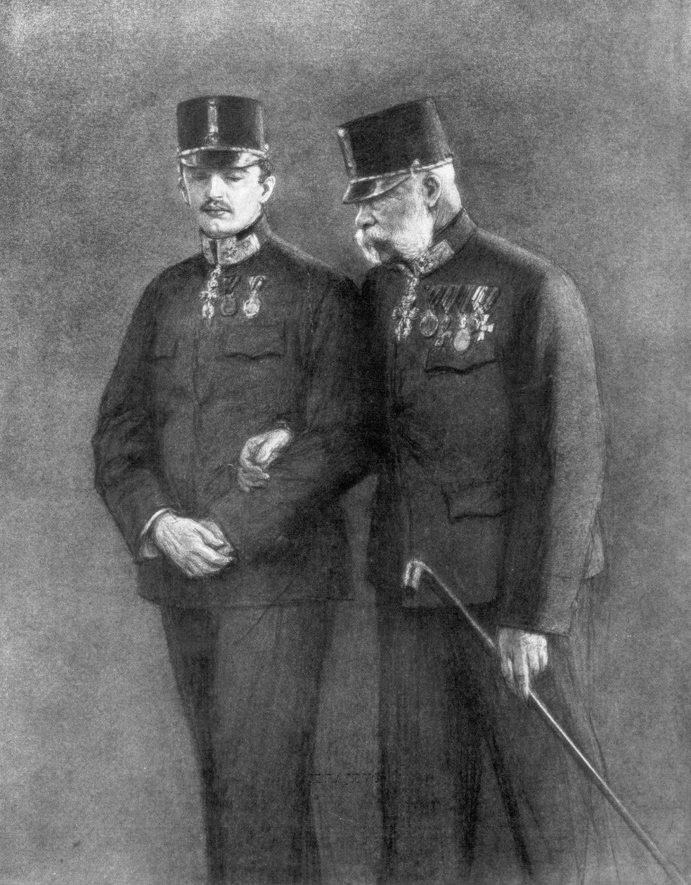 Kejser Franz Josef I af Østrig og ærkehertug Charles Habsburg, 1926 af Unbekannt