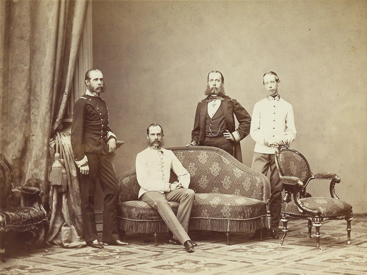 Kejser Franz Joseph I af Østrig med sine brødre, 1864. af Unbekannt