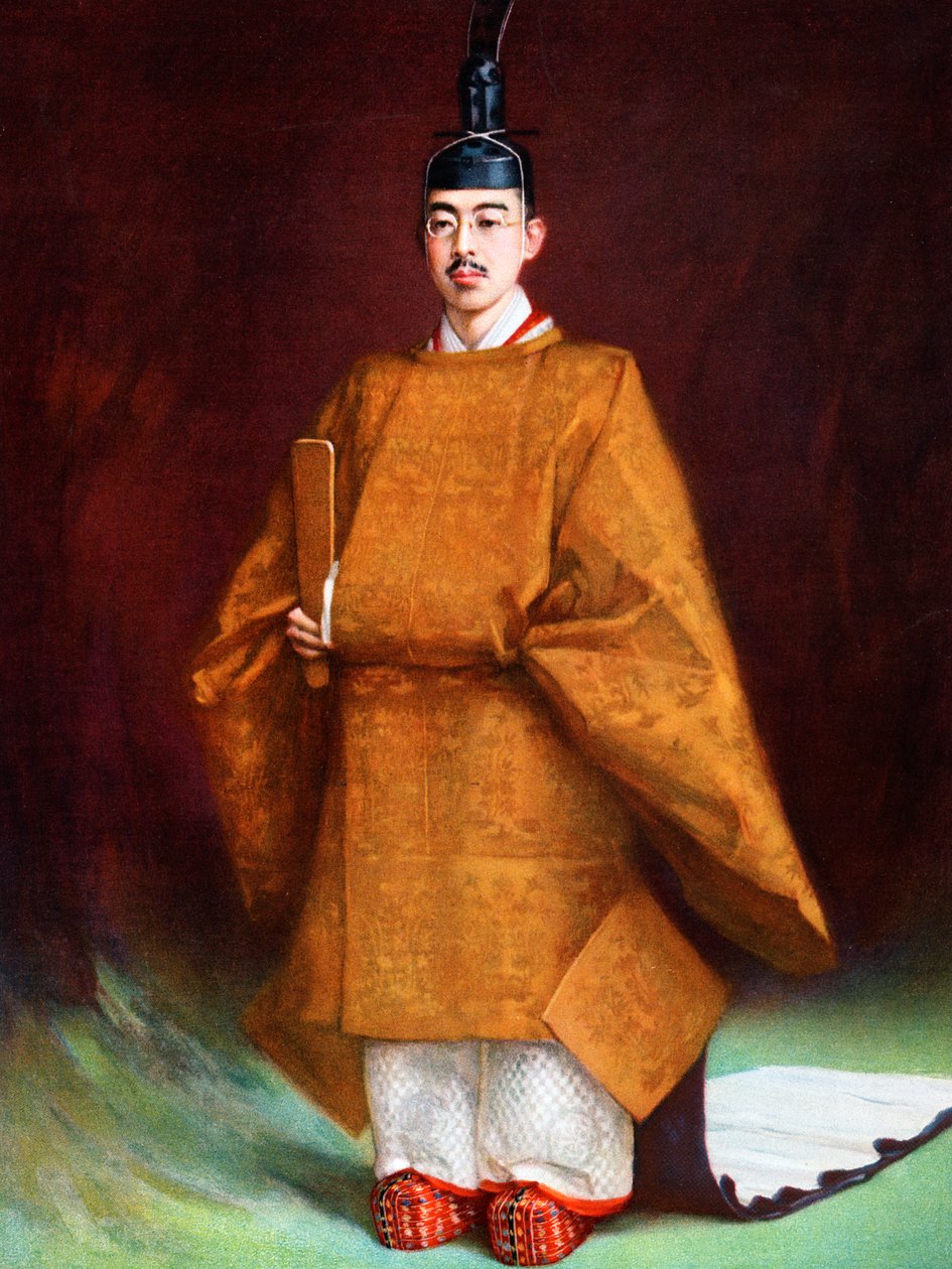 Kejser Hirohito i sine kroningsdragter, c1924-1926 af Unbekannt