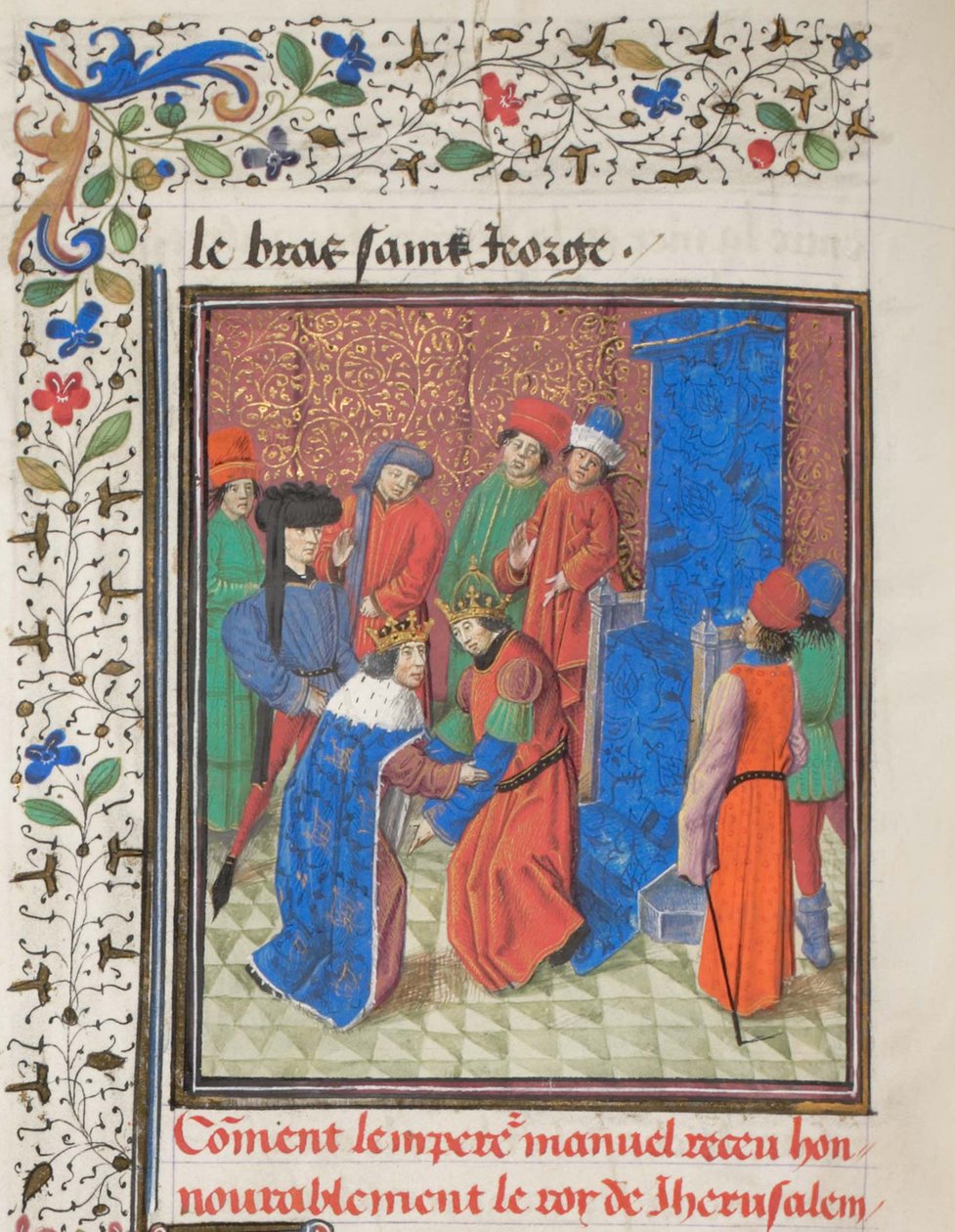 Kejser Manuel I Komnenos mødes med kong Amalric I af Jerusalem. Miniature fra Historia af Vilhelm af Tyrus, 1460