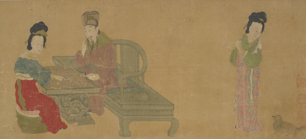 Kejser Minghuang og ægtefælle Yang spiller Weiqi, Ming eller Qing-dynastiet, 1600-tallet. af Unbekannt