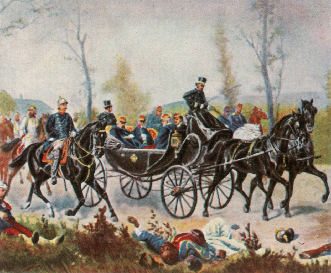 Kejser Napoleon bliver taget for at se kongen af Bismarck, 2. september 1870, 1936. af Unbekannt