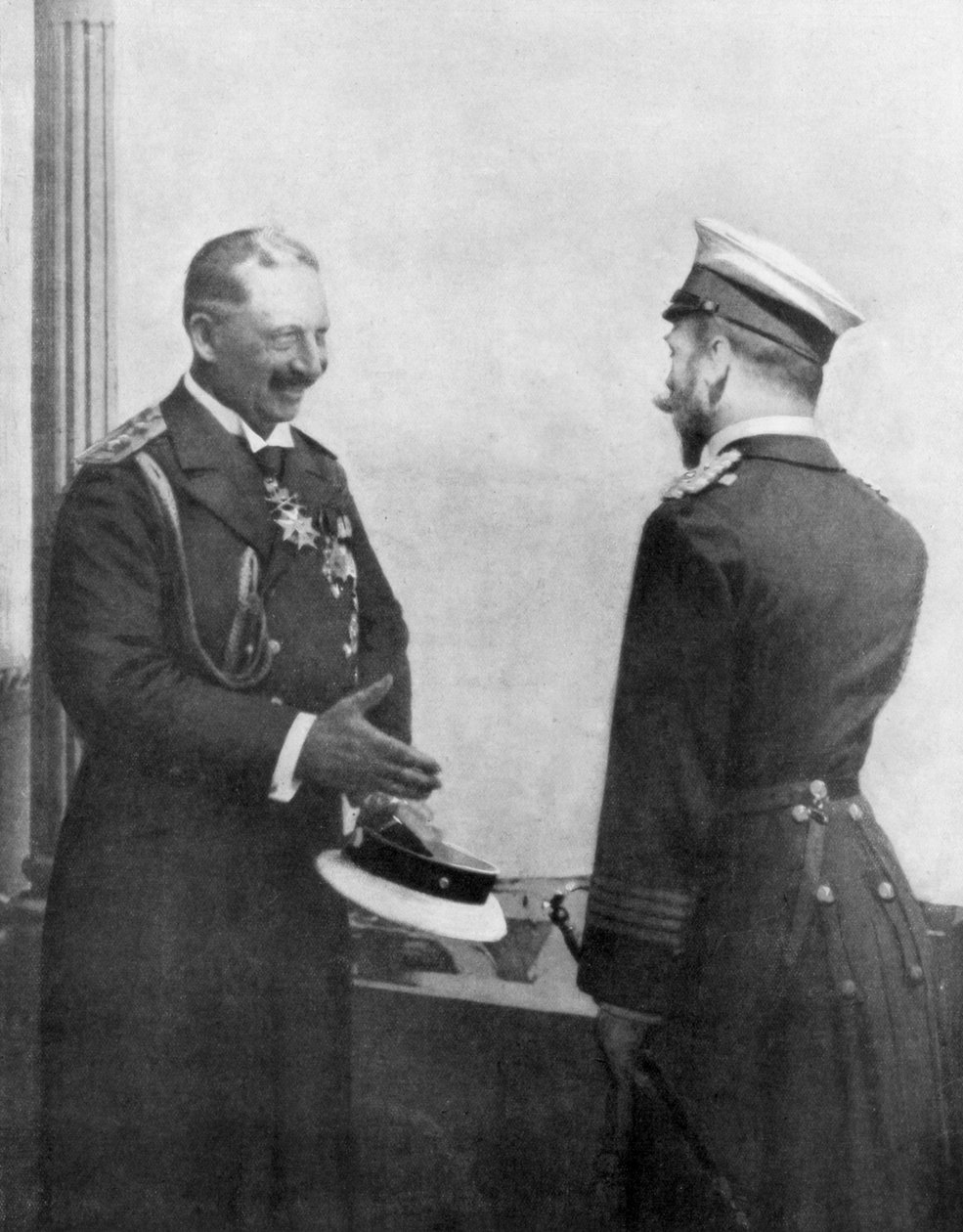 Kejser Welhelm II af Tyskland hilser på zar Nicholas II af Rusland før Første Verdenskrig af Unbekannt
